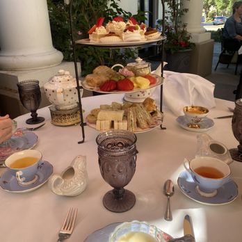Marlene's Tea & Cakes - Yea table with tea and food tower - Coffee & Tea Near Me - San Diego, California