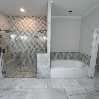 Premium Construction - Beautiful marble wrapped master bathroom - General Contractors Near Me - Allen, Texas