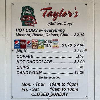 Taylor Bros Hot Dog Stand - The menu October 15, 2022 - Fast Food Near Me - Visalia, California Taylor Bros Hot Dog Stand - The menu October 15, 2022 - Fast Food Near Me - Visalia, California