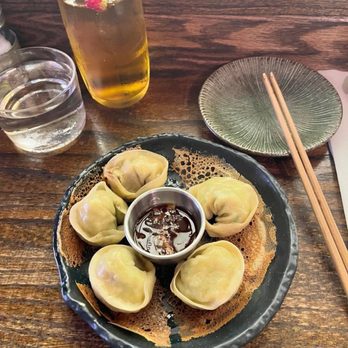 Kin Ramen - Veggie gyoza and iced green tea - Ramen Near Me - New York, New York Kin Ramen - Veggie gyoza and iced green tea - Ramen Near Me - New York, New York