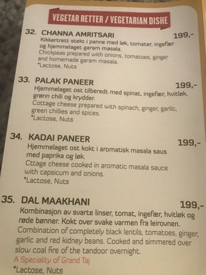 Menu photo 4 Grand Taj Indian Restaurant Oslo, 03