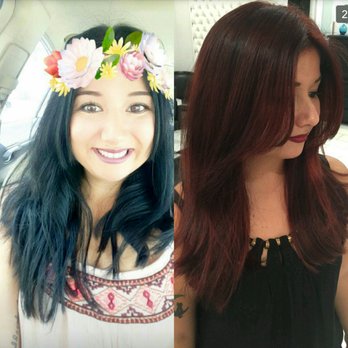 Berlin Salon - On the left is before-black box dye and on the right is the result of my second visit with Farrah!! - Hair Salons Near Me - Whittier, California