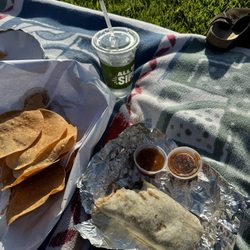 El Burrito Jr - asada burrito and huge chips