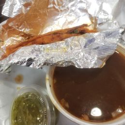 Quesabirria tacos with consome Quesabirria tacos with consome
