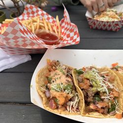 Frogtowns Gourmet Tacos - Shrimp, asada, and fish tacos, plus fries