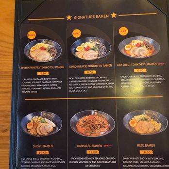 Ryujin Ramen House - Menu 1.11.26 - Ramen Near Me - Roseville, California