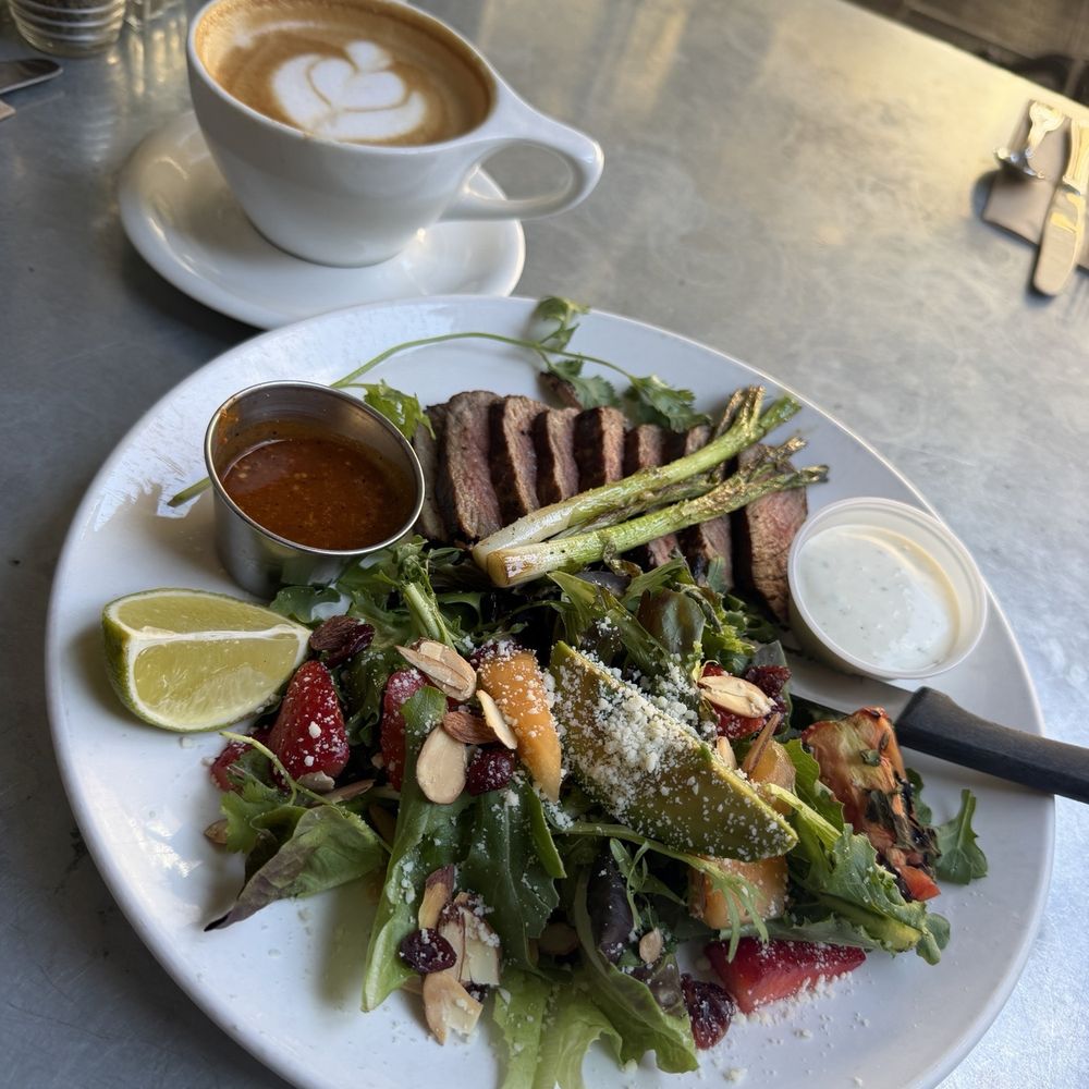 Breakfast! Amazing steak and green salad. Breakfast! Amazing steak and green salad.