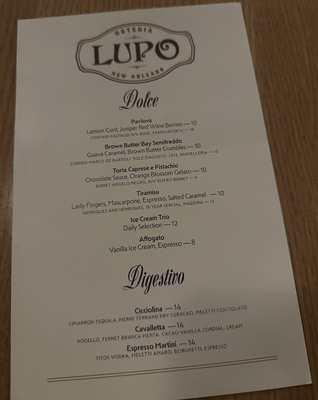 Menu photo 6 Osteria Lupo New Orleans, LA