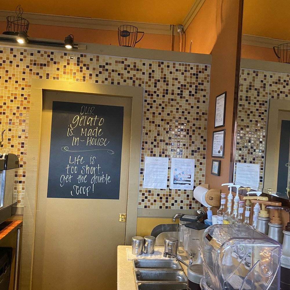Coppertown Coffee and Gelato. - a chalkboard in a coffee shop - Desserts Near Me - Jerome, Arizona
