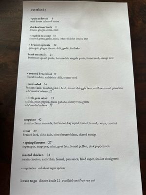 Menu photo 7 Outerlands San Francisco, CA Menu photo 7 Outerlands San Francisco, CA