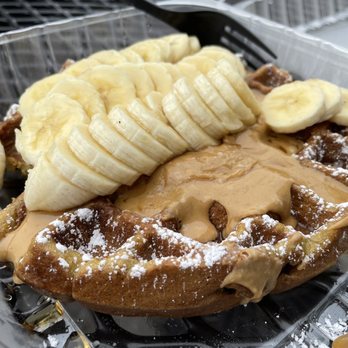 Cafe June - Peanut Butter Banana Waffle - Coffee & Tea Near Me - Ellicott City, Maryland Cafe June - Peanut Butter Banana Waffle - Coffee & Tea Near Me - Ellicott City, Maryland