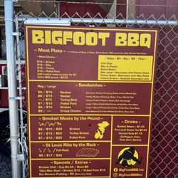 Bigfoot BBQ - Menu