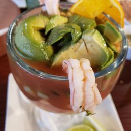 a bowl of shrimp and avocado a bowl of shrimp and avocado