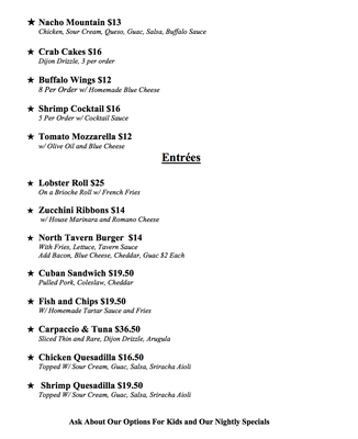 Menu photo 2 North Tavern Wading River, NY Menu photo 2 North Tavern Wading River, NY