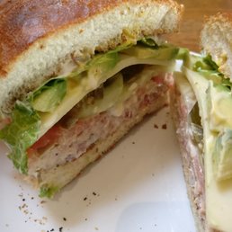 Tuna and avocado sandwich. Made in front of you; $5.50 Tuna and avocado sandwich. Made in front of you; $5.50