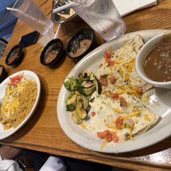 Garcia's Mexican Restaurant - Lunch Lite Chicken and Spinach Quesadilla Lunch Special and Shredded Beef Enchiladas.