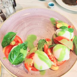 Caprese salad was bright and beautiful Caprese salad was bright and beautiful