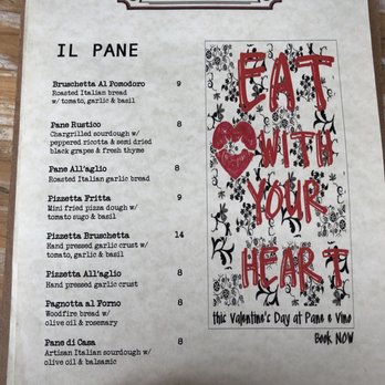 Pane E Vino - Menu - Pizza Near Me - Croydon, NSW