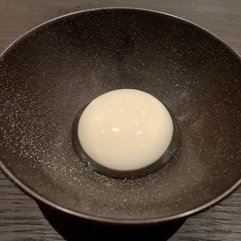 Benu - Milk pudding topped with salt, smoky caramel at the bottom - Asian Fusion Near Me - San Francisco, California