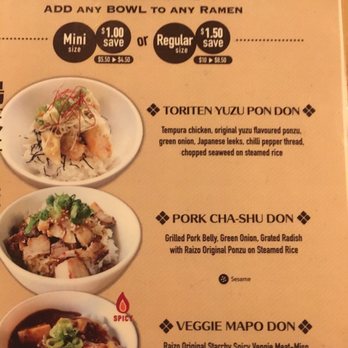 Menya Raizo - Combos - Ramen Near Me - Vancouver, British Columbia