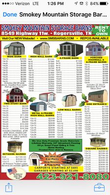 Smokey Mountain Storage Barns 8549 Highway 11w Rogersville Tn Storage Facilities Mapquest