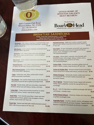 Menu photo 1 O'Briens Deli Winston Salem, NC Menu photo 1 O'Briens Deli Winston Salem, NC