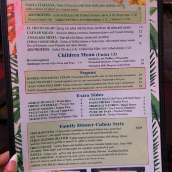 El Cristo Restaurant - food menu (back) - Cuban Near Me - MIAMI, Florida El Cristo Restaurant - food menu (back) - Cuban Near Me - MIAMI, Florida