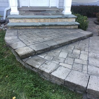 Shoreline Hardscaping - Front steps are now level. - Masonry/Concrete Near Me Shoreline Hardscaping - Front steps are now level. - Masonry/Concrete Near Me