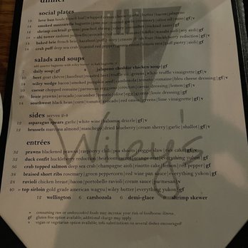 Wiley's Downtown Bistro - Dinner Menu 01/23 - New American Near Me - Spokane, Washington Wiley's Downtown Bistro - Dinner Menu 01/23 - New American Near Me - Spokane, Washington