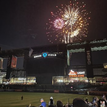 Chase Field - Friday night fireworks. If you sit under that area, they start telling you to move to "unoccupied seats" in about the 8th inning - Stadiums & Arenas Near Me - Phoenix, Arizona Chase Field - Friday night fireworks. If you sit under that area, they start telling you to move to "unoccupied seats" in about the 8th inning - Stadiums & Arenas Near Me - Phoenix, Arizona