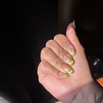 Urban Nails Bar - Two tone nude/green cat eye - Nail Salons Near Me - Charlotte, North Carolina Urban Nails Bar - Two tone nude/green cat eye - Nail Salons Near Me - Charlotte, North Carolina