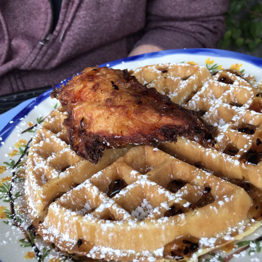 Small Batch At The Cupola - Roscoe - fried chicken and a waffle with chili infused maple syrup. So good so good - Breakfast & Brunch Near Me - Harbor Springs, Michigan Small Batch At The Cupola - Roscoe - fried chicken and a waffle with chili infused maple syrup. So good so good - Breakfast & Brunch Near Me - Harbor Springs, Michigan