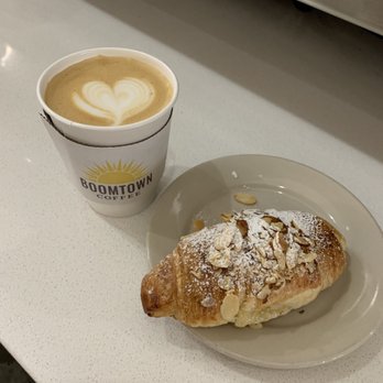 Boomtown Coffee - Cappuccino and almond croissant - Cafes Near Me - Houston, Texas
