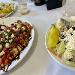 Papa Ron's Pizza & Italian Steakhouse - Bruschetta flatbread and Greek salad
