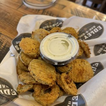 Edley's Bar-B-Que - Fried pickles with jalapeño ranch - Barbeque Near Me - Nashville, Tennessee Edley's Bar-B-Que - Fried pickles with jalapeño ranch - Barbeque Near Me - Nashville, Tennessee