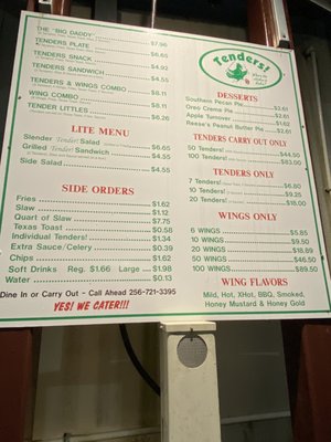 Menu photo 2 Tenders Huntsville, AL Menu photo 2 Tenders Huntsville, AL