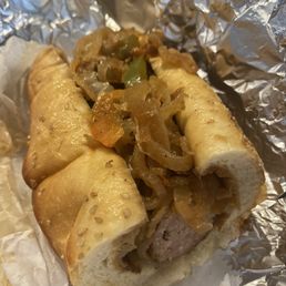 Italian sausage and pepper hero (this was just half of it). Delicious! Italian sausage and pepper hero (this was just half of it). Delicious!