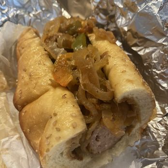 D'Angelo's - Italian sausage and pepper hero (this was just half of it). Delicious! - Food Trucks Near Me - Rego Park, New York D'Angelo's - Italian sausage and pepper hero (this was just half of it). Delicious! - Food Trucks Near Me - Rego Park, New York
