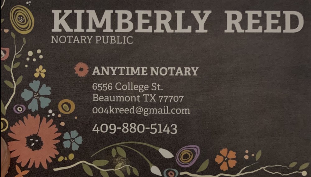 ANYTIME NOTARY Updated May 2024 6556 College St, Beaumont, Texas
