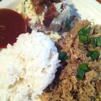 Maui Brewing - Traditional Hawaiian pork plate with potato salad and coconut porter BBQ sauce. - Brewpubs Near Me - Lahaina, Hawaii