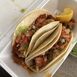 Left- Adobada Taco, Right- Carnitas Taco