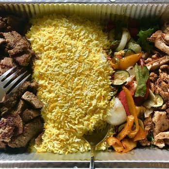Simply Falafel - Gyro and chicken platter with basmati rice. - Mediterranean Near Me - Edmond, Oklahoma Simply Falafel - Gyro and chicken platter with basmati rice. - Mediterranean Near Me - Edmond, Oklahoma