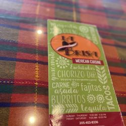 La Brisa Mexican Restaurant - The menu