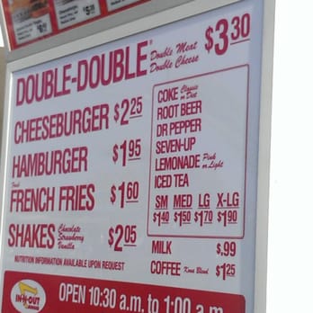 In-N-Out Burger - Simple menu, good prices, tasty food, easy drive through, and opens late past midnight... a great safety net for hunger!!! - Burgers Near Me - Torrance, California