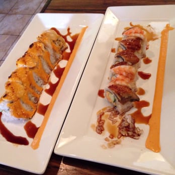 Sushi Boat - Scallop volcano roll and a second (can't remember the name lol) - Japanese Near Me - Temecula, California Sushi Boat - Scallop volcano roll and a second (can't remember the name lol) - Japanese Near Me - Temecula, California