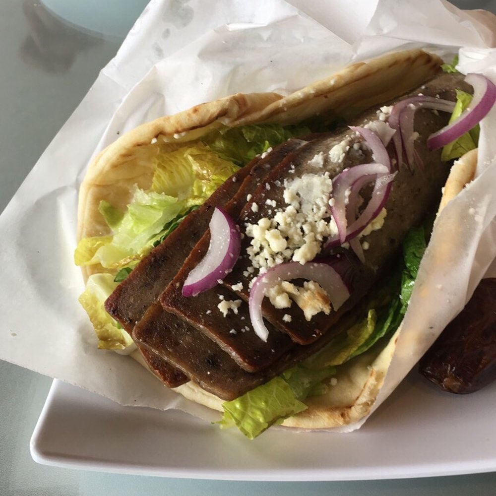 Gyro, weird beef lamb hybrid meat loaf slices Gyro, weird beef lamb hybrid meat loaf slices