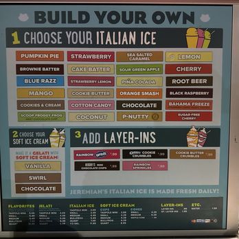 Jeremiah's Italian Ice - Menu - Ice Cream & Frozen Yogurt Near Me - Orlando, Florida