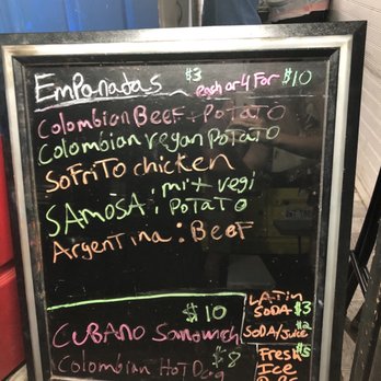 Mami's Empanadas - Written menu. We tried all of the empanadas except for the vegan one. - Latin American Near Me - Honolulu, Hawaii