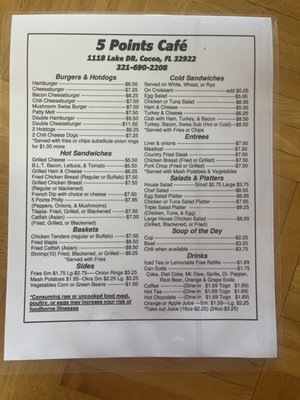 Menu photo 1 Five Points Cafe Cocoa, FL Menu photo 1 Five Points Cafe Cocoa, FL