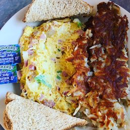Denver Omelette with hash browns and wheat toast